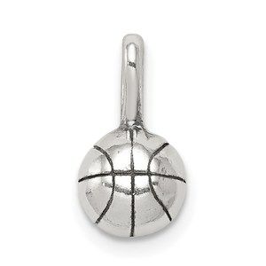 925 Sterling Silver Genuine Sports Antiqued Basketball Charm